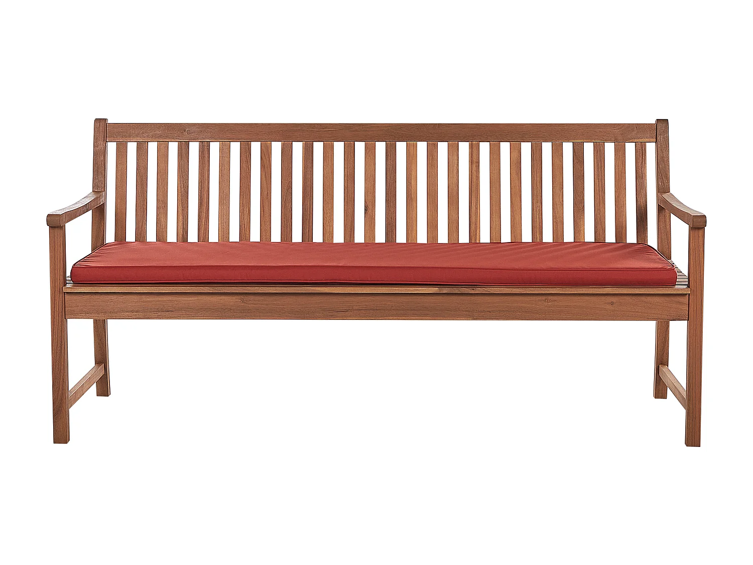 Banc avec coussin d'assise VIVARA 180 cm Bois d'acacia certifié Rouge foncé