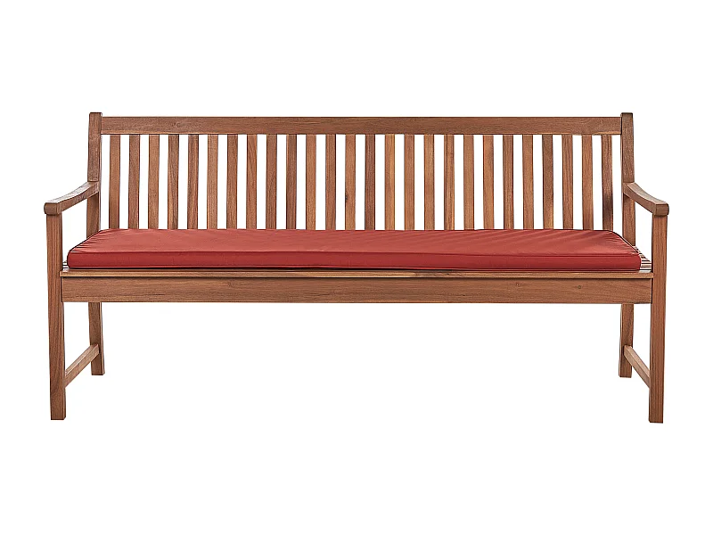 Gartenbank Akazienholz hellbraun 180 cm mit Auflage rot terracotta Vivara