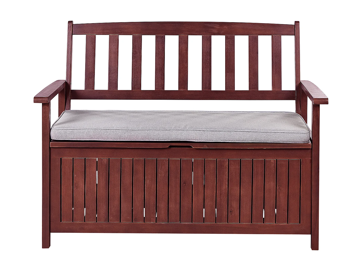 Banc avec coussin d'assise SOVANA 120 cm avec rangement Acacia Gris clair