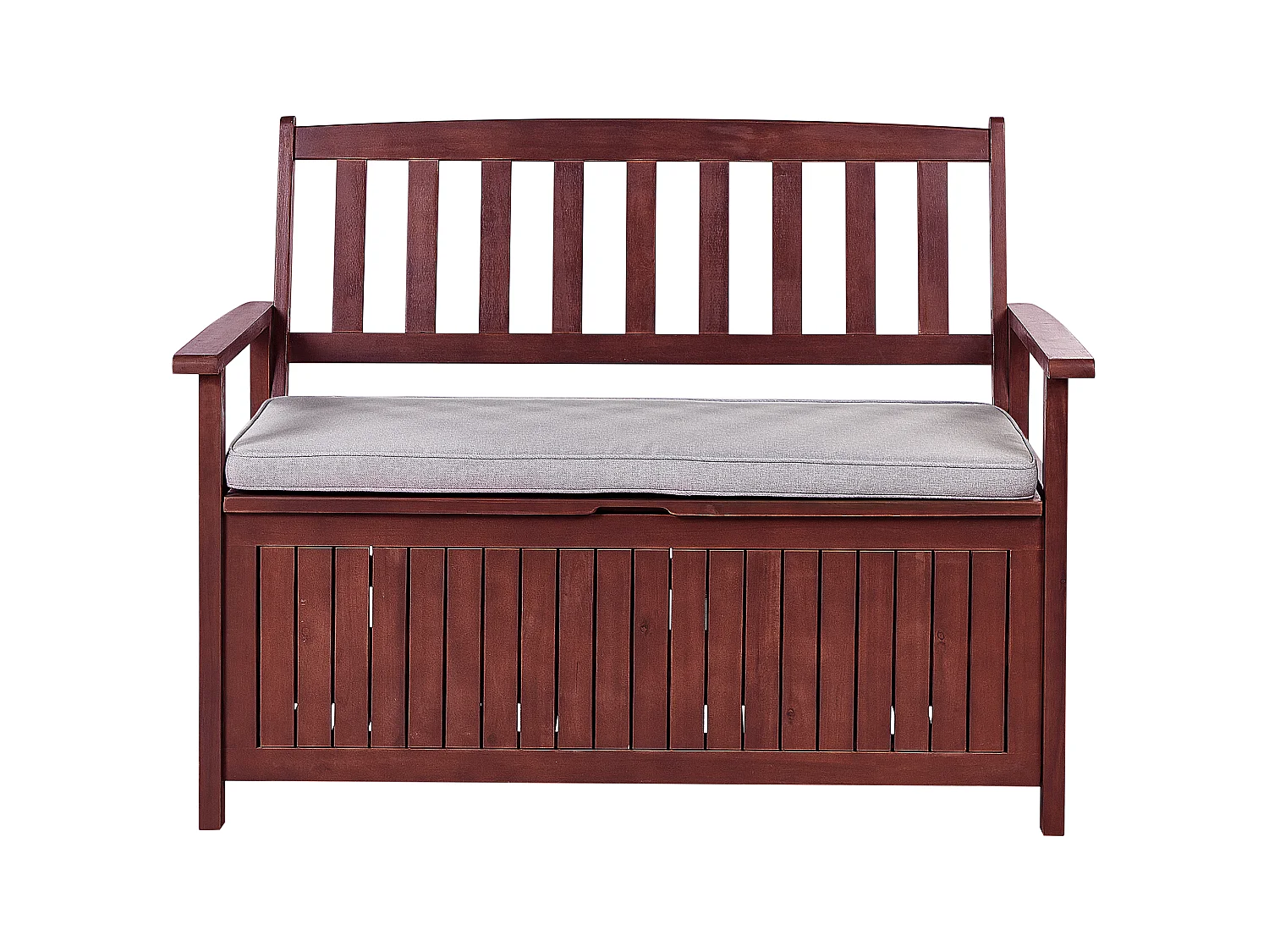 Banc avec coussin d'assise SOVANA 120 cm avec rangement Acacia Gris clair