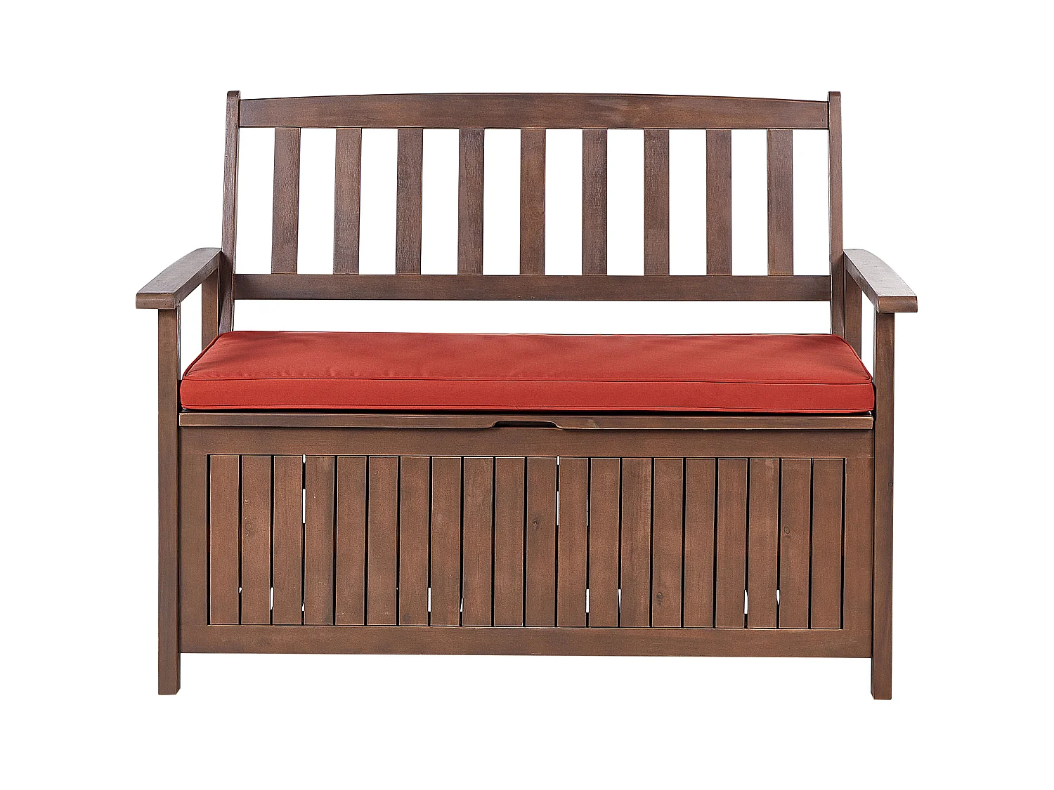 Banc avec coussin d'assise SOVANA 120 cm avec rangement Acacia Rouge