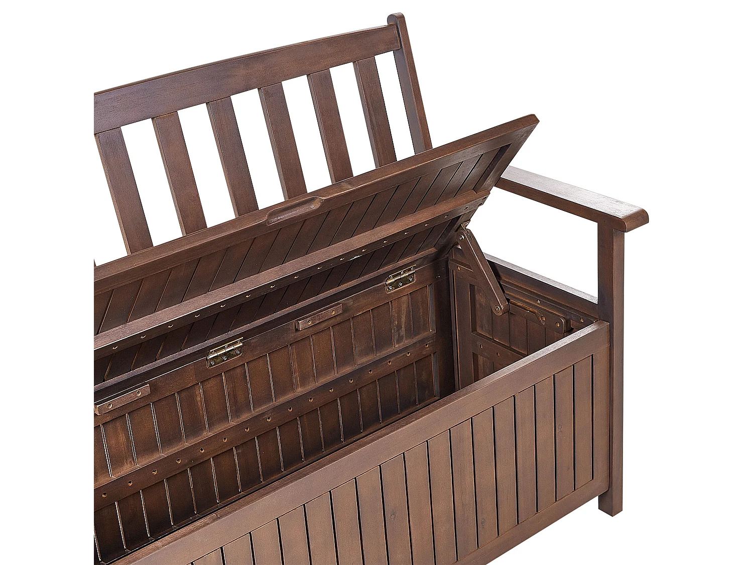 Banc avec coussin d'assise SOVANA 120 cm avec rangement Acacia Rouge