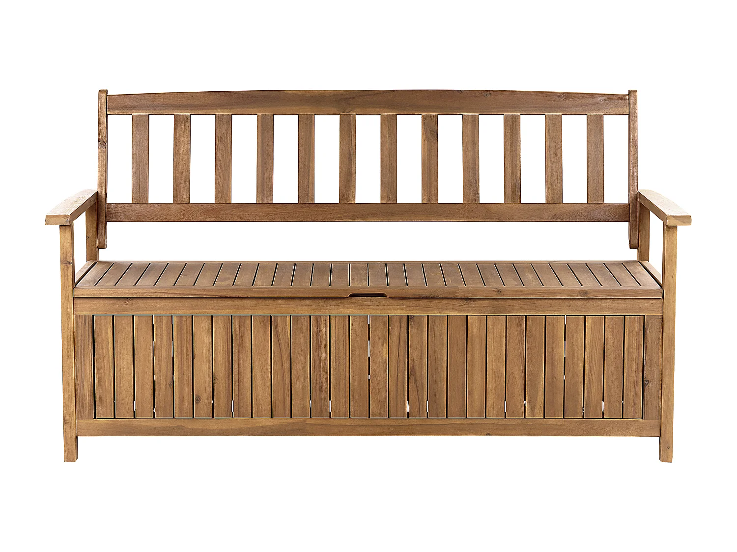 Gartenbank Akazienholz 3-Sitzer mit Stauraum Auflage terracotta rot 160cm Sovana