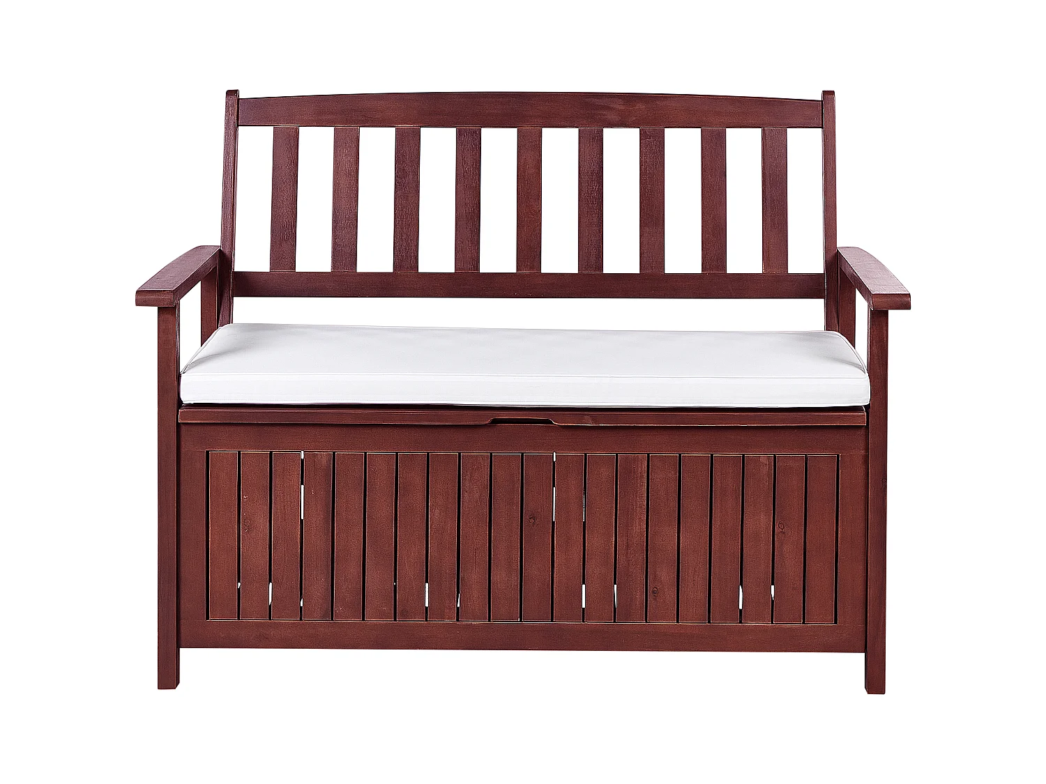 Banc avec coussin d'assise SOVANA 120 cm avec rangement Acacia Blanc