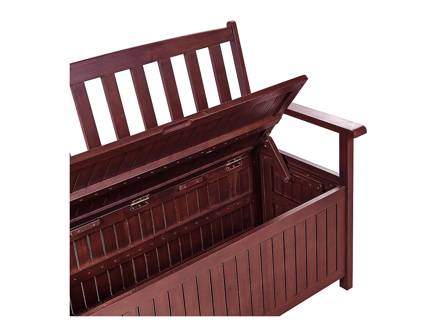 Banc avec coussin d'assise SOVANA 120 cm avec rangement Acacia Blanc