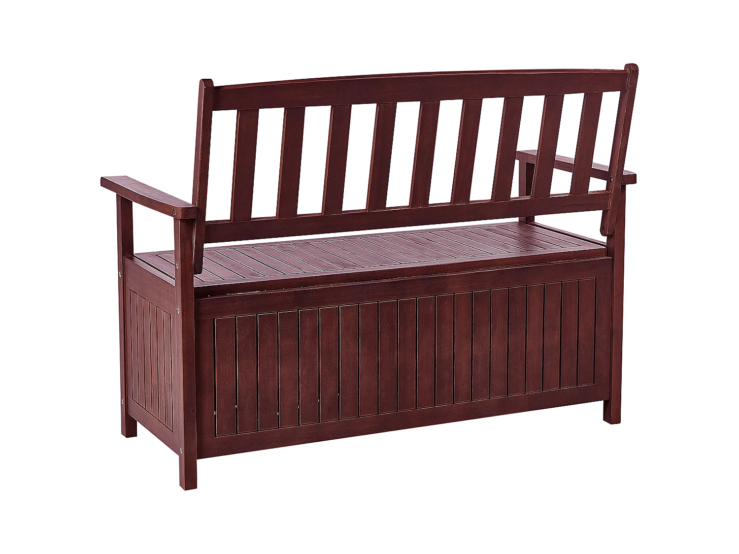 Banc avec coussin d'assise SOVANA 120 cm avec rangement Acacia Rouge