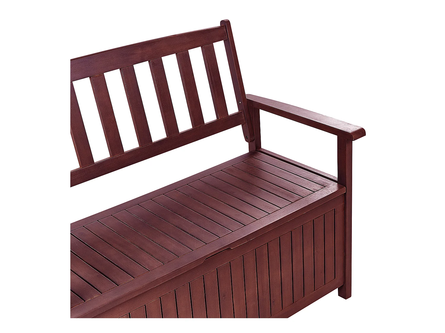 Banc avec coussin d'assise SOVANA 120 cm avec rangement Acacia Rouge