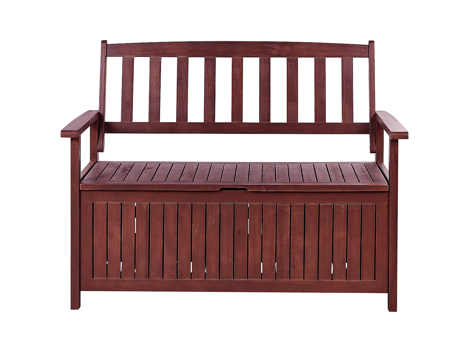 Banc avec coussin d'assise SOVANA 120 cm avec rangement Acacia Rouge