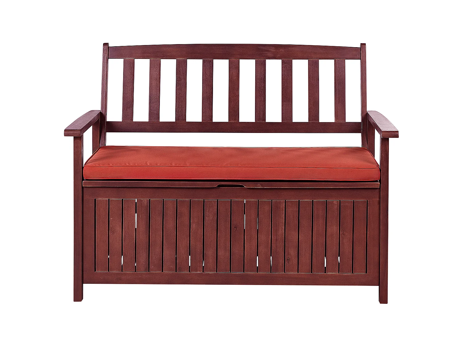 Garden Bench with Cushion SOVANA 120 cm with Storage Acacia Wood Red