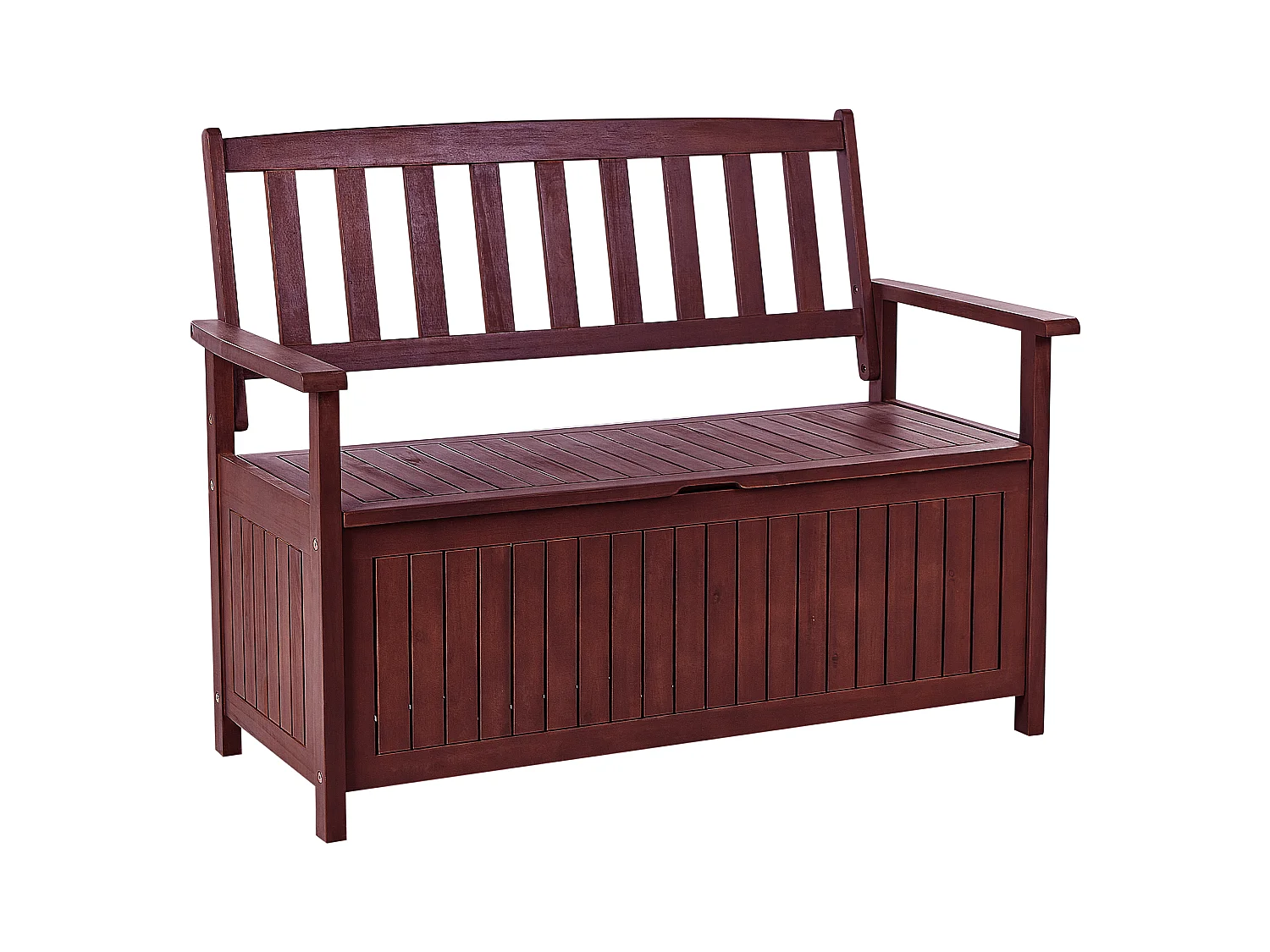 Banc de jardin SOVANA 120 cm avec rangement Acacia Rouge foncé