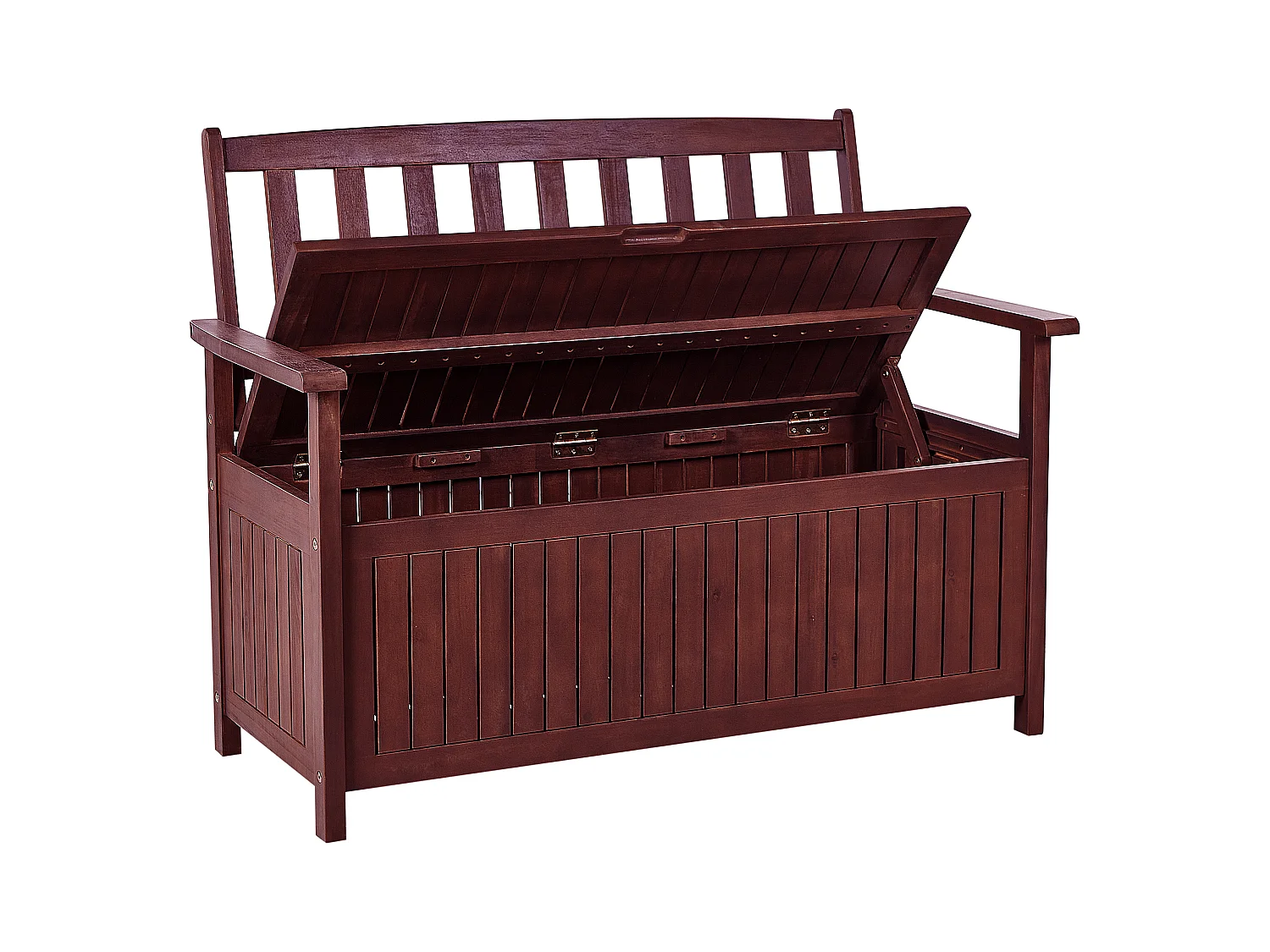 Banc de jardin SOVANA 120 cm avec rangement Acacia Rouge foncé