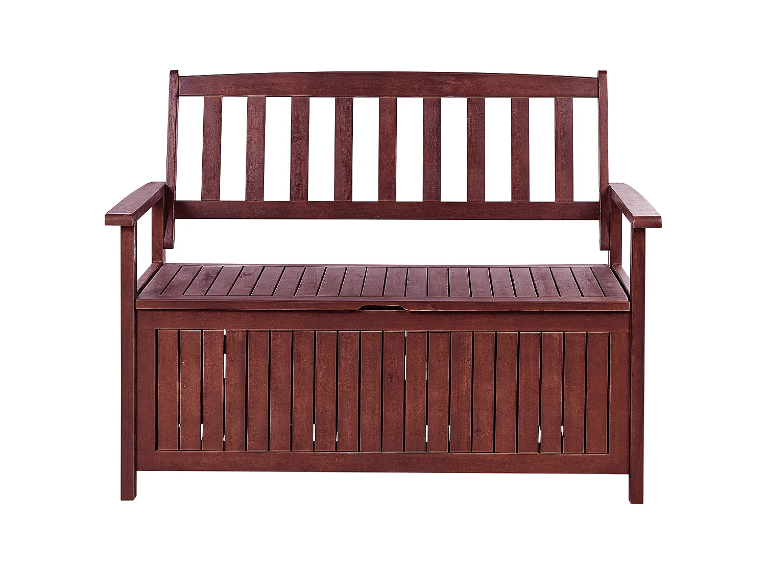 Gartenbank SOVANA 120 cm mit Stauraum Akazienholz Dunkelrot