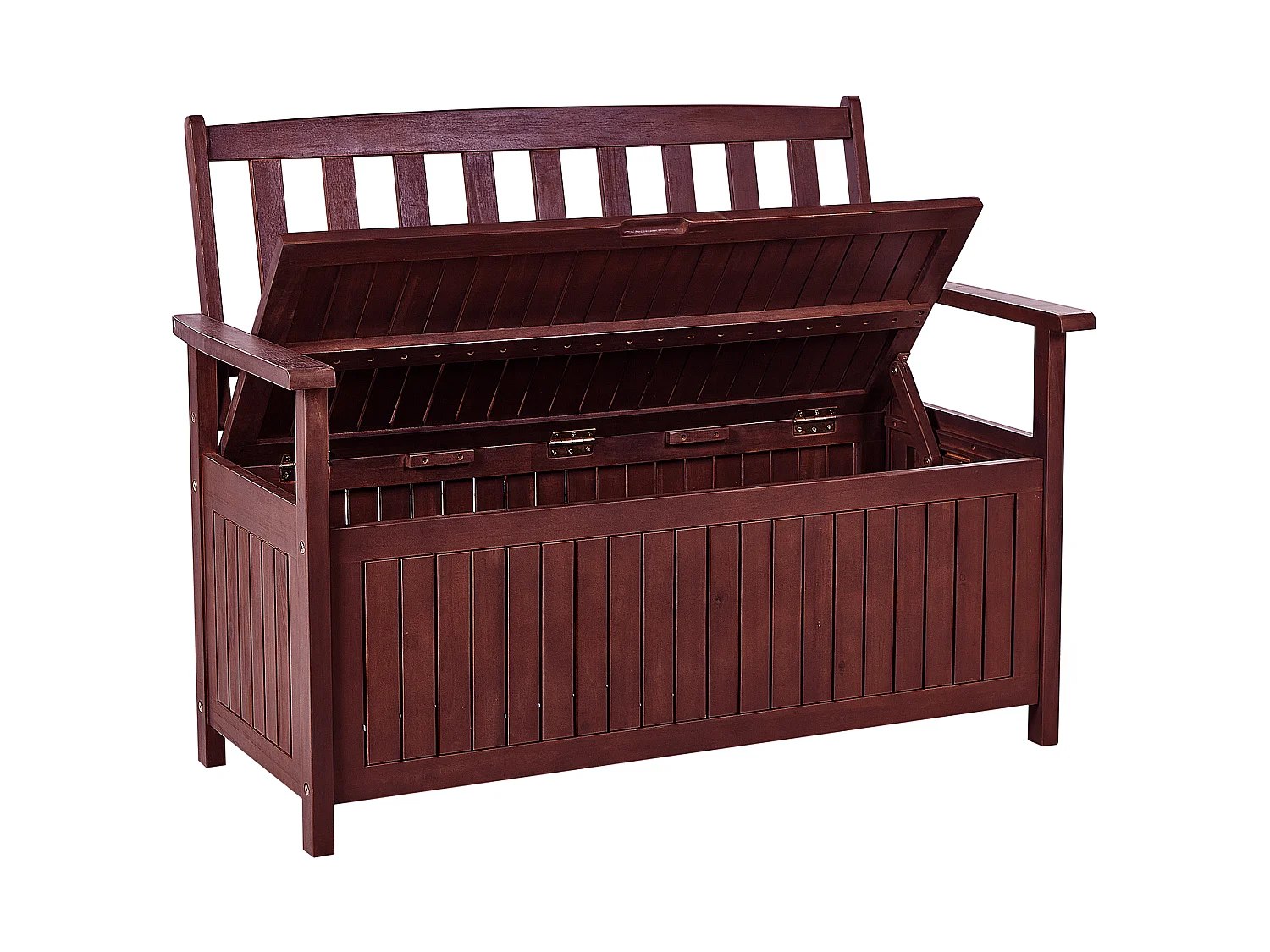 Gartenbank SOVANA 120 cm mit Stauraum Akazienholz Dunkelrot