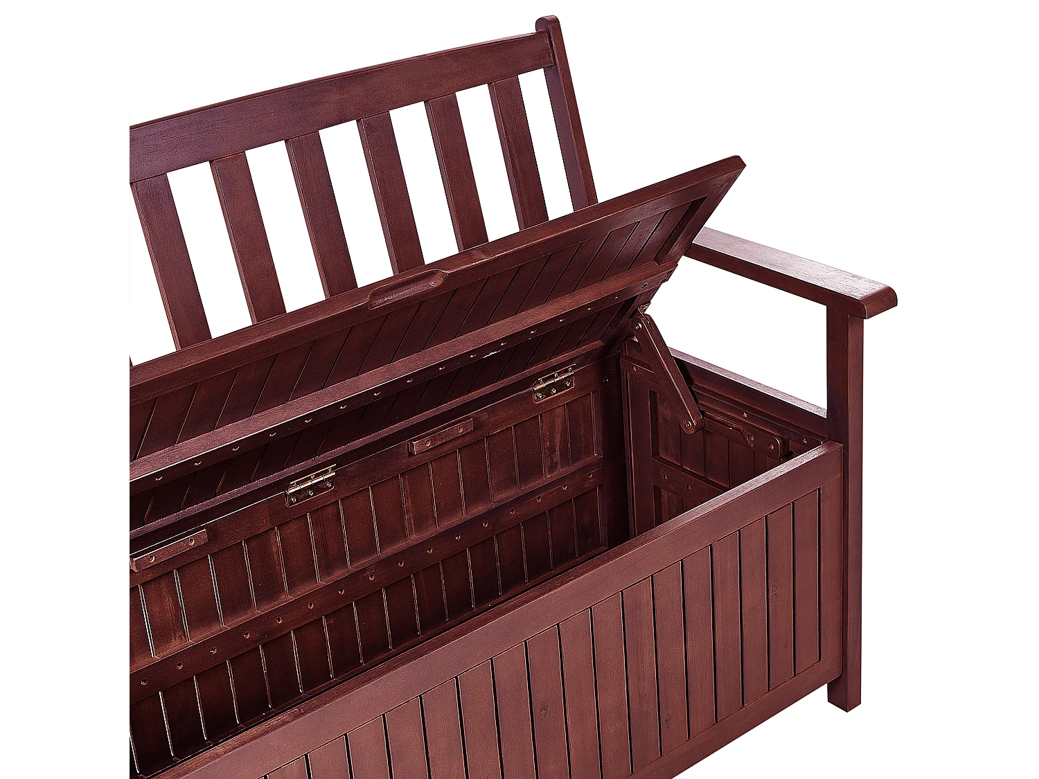Gartenbank SOVANA 120 cm mit Stauraum Akazienholz Dunkelrot