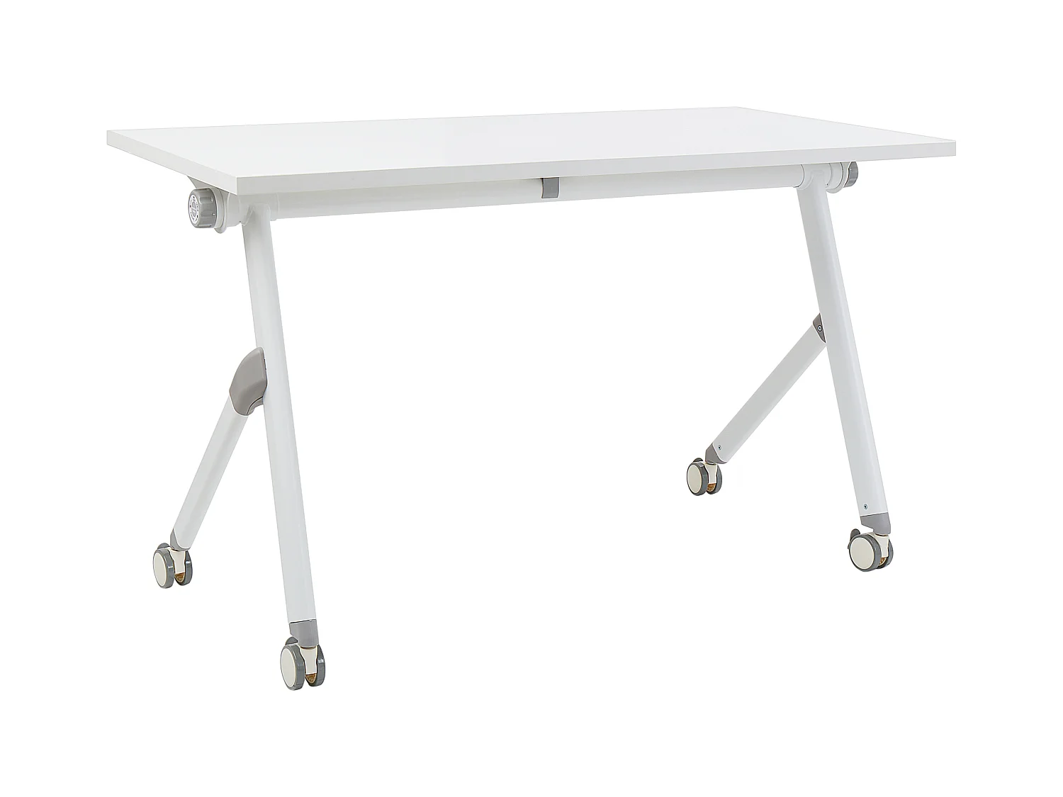 Zusammenklappbarer Schreibtisch BENDI Weiss 120 cm 60 cm mit Rädern