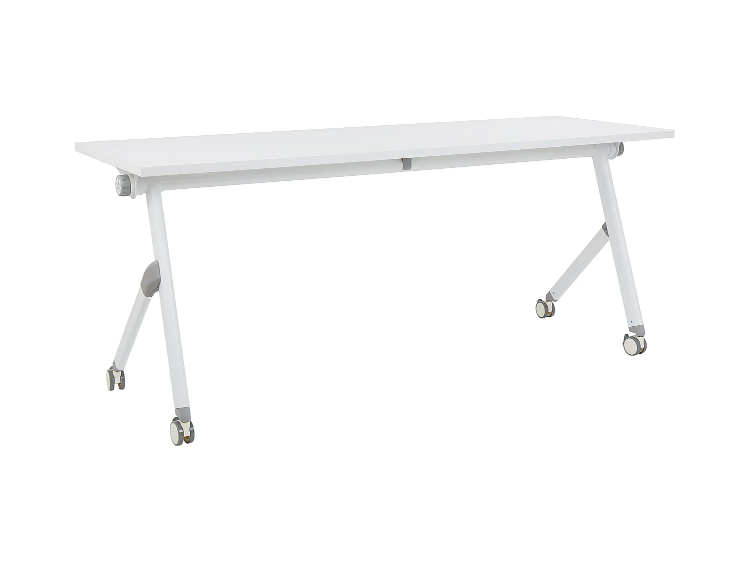 Zusammenklappbarer Schreibtisch BENDI Weiss 180 cm 60 cm mit Rädern