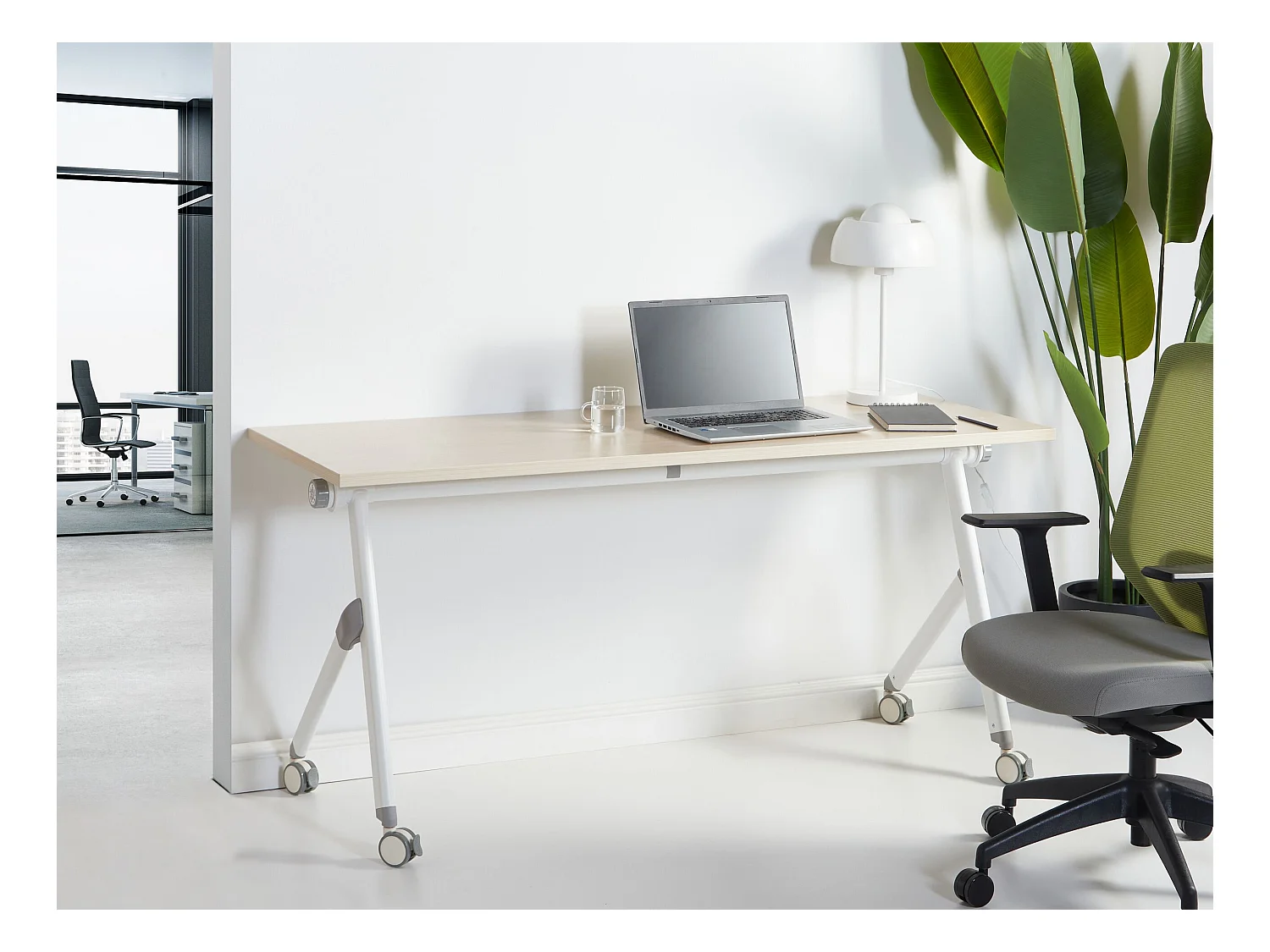 Bureau pliable BENDI Marron clair 160 cm 60 cm avec roues