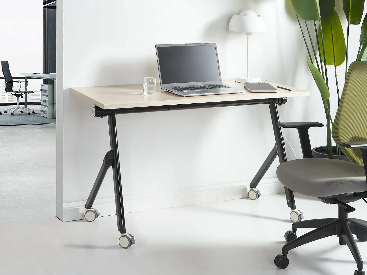 Bureau pliable BENDI Marron clair 120 cm 60 cm avec roues
