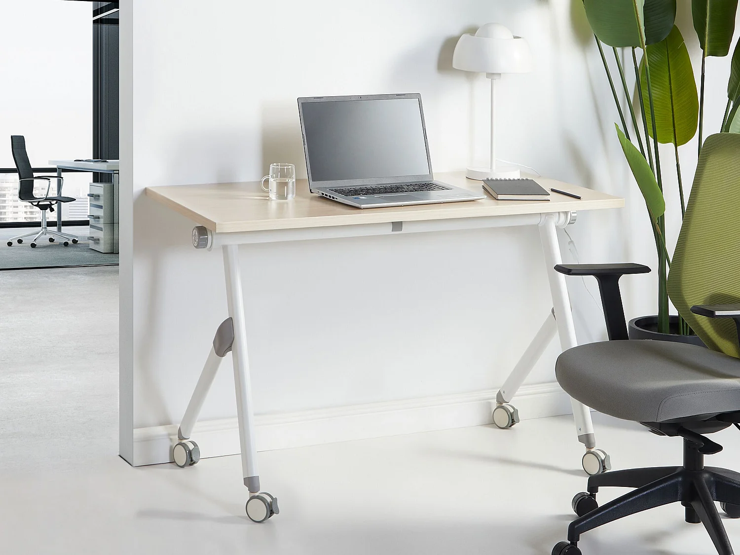 Bureau pliable BENDI Marron clair 120 cm 60 cm avec roues