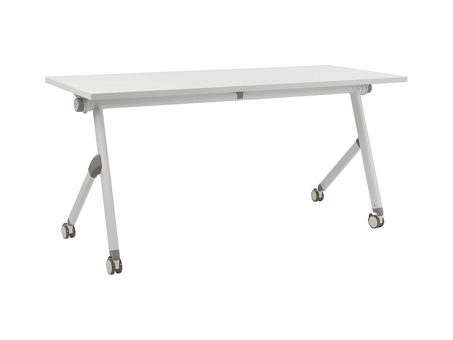 Zusammenklappbarer Schreibtisch BENDI Weiss 160 cm 60 cm mit Rädern