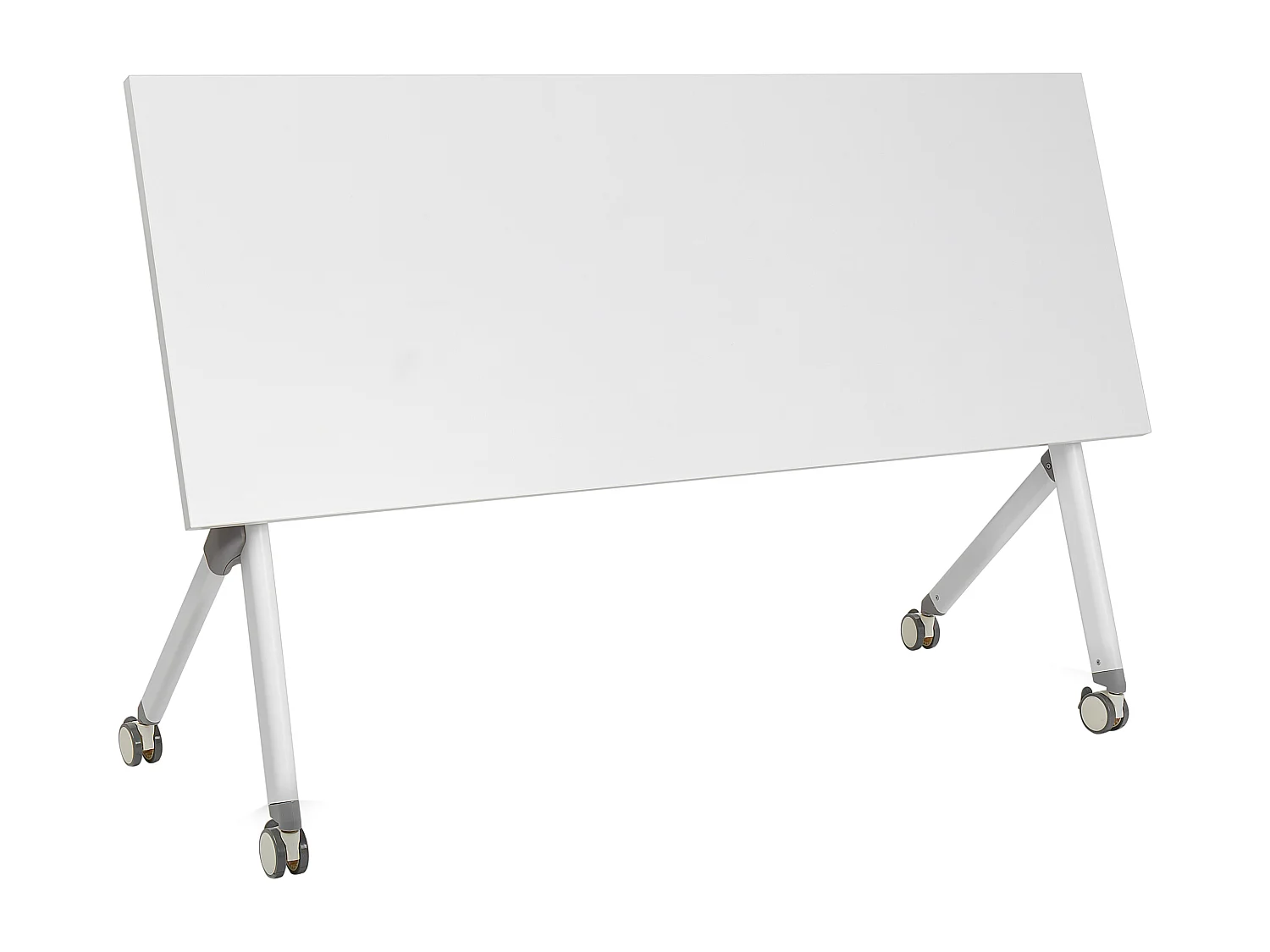 Zusammenklappbarer Schreibtisch BENDI Weiss 160 cm 60 cm mit Rädern