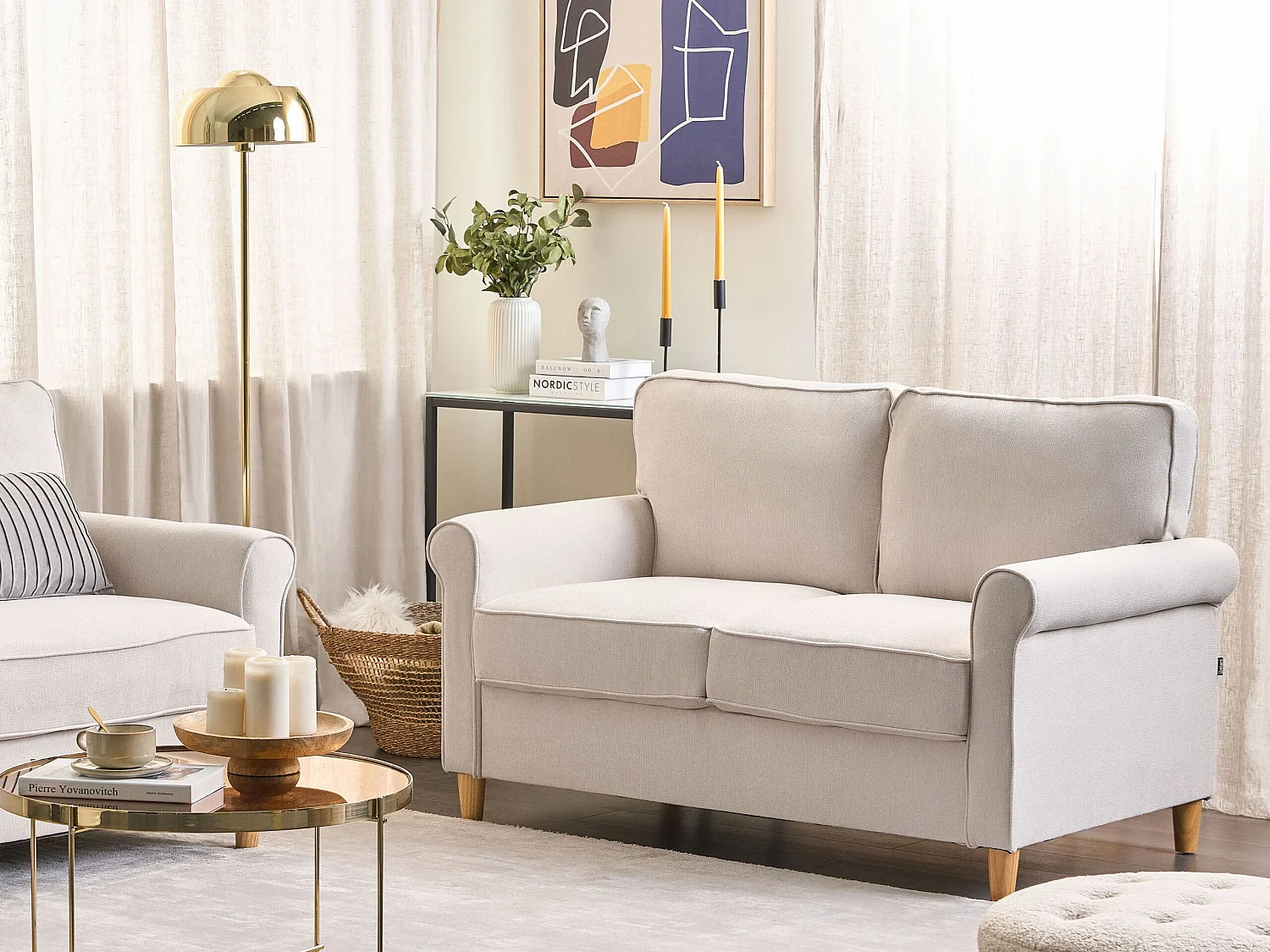 Sofa RONNEBY Stoff Beige 2-Sitzer