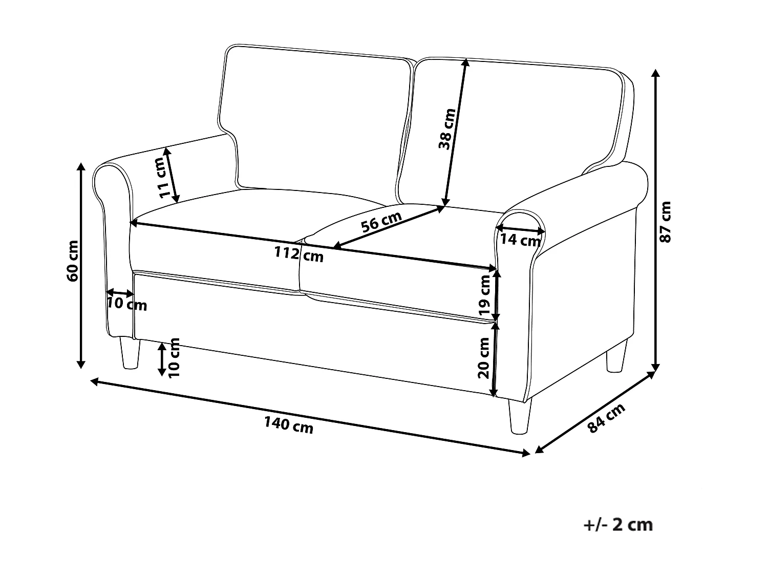 Sofa RONNEBY Stoff Beige 2-Sitzer