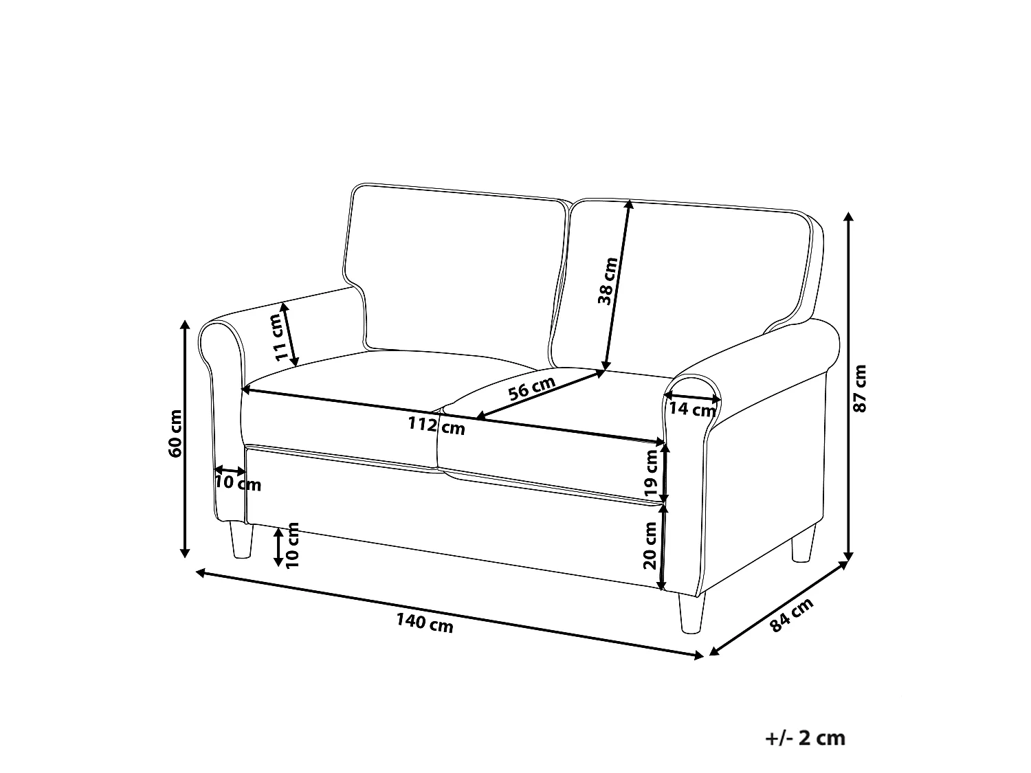Sofa RONNEBY Stoff Beige 2-Sitzer