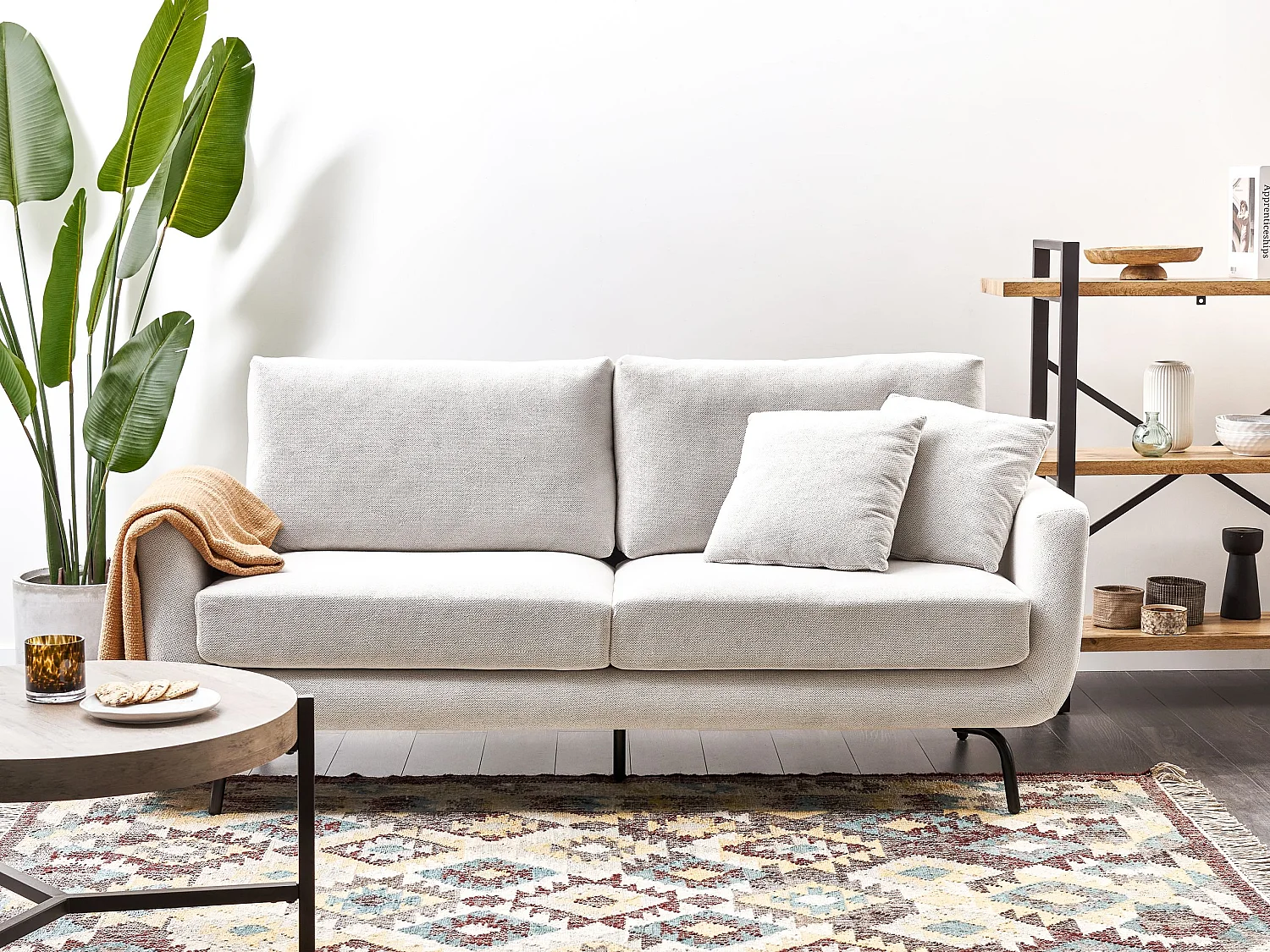 Sofa VESALA Stoff Cremeweiss 3-Sitzer