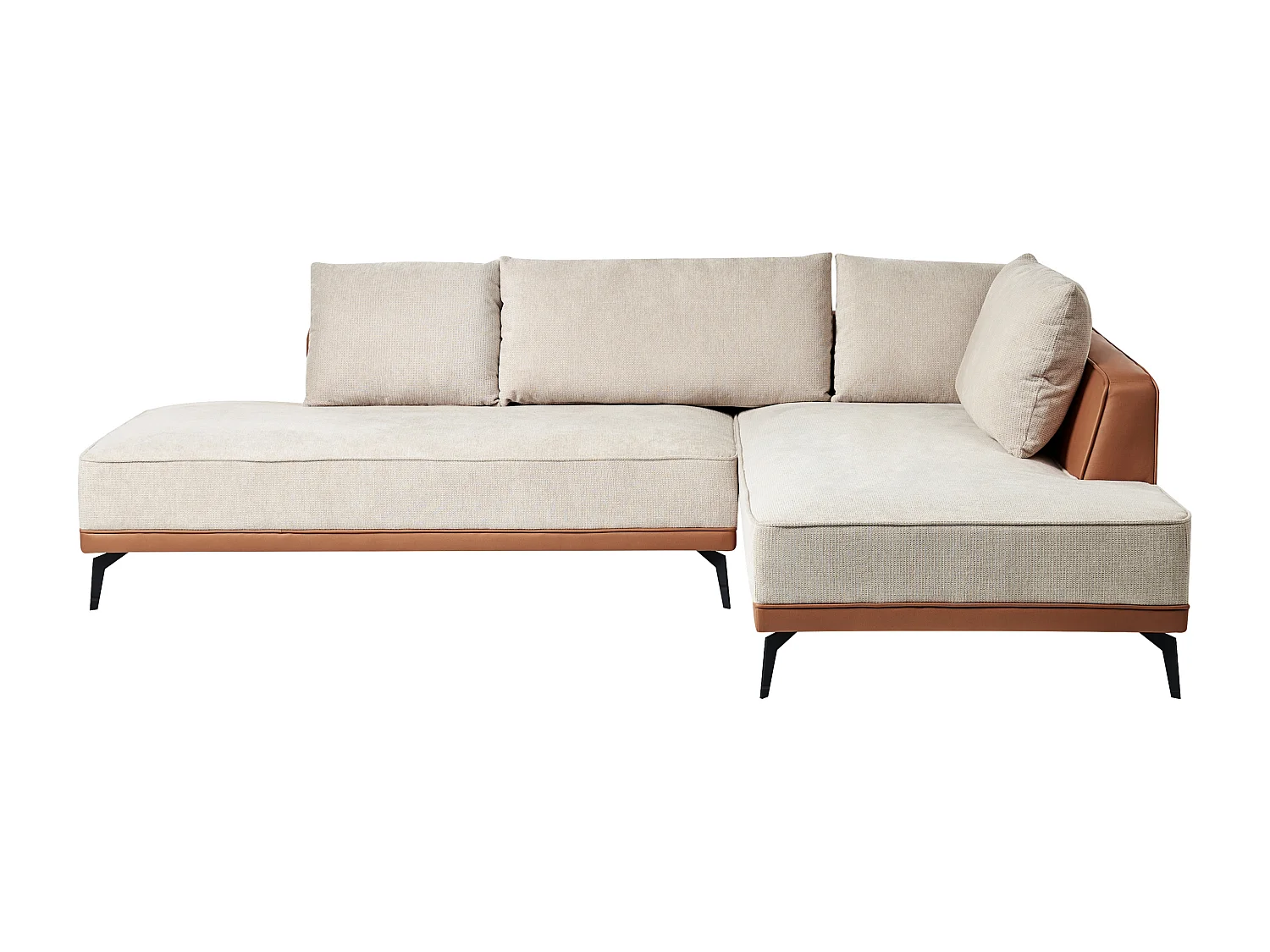 Ecksofa MYKEN Stoff Hellbeige 3-Sitzer linksseitig