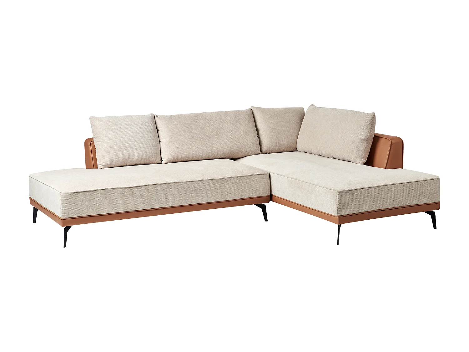 Ecksofa MYKEN Stoff Hellbeige 3-Sitzer linksseitig