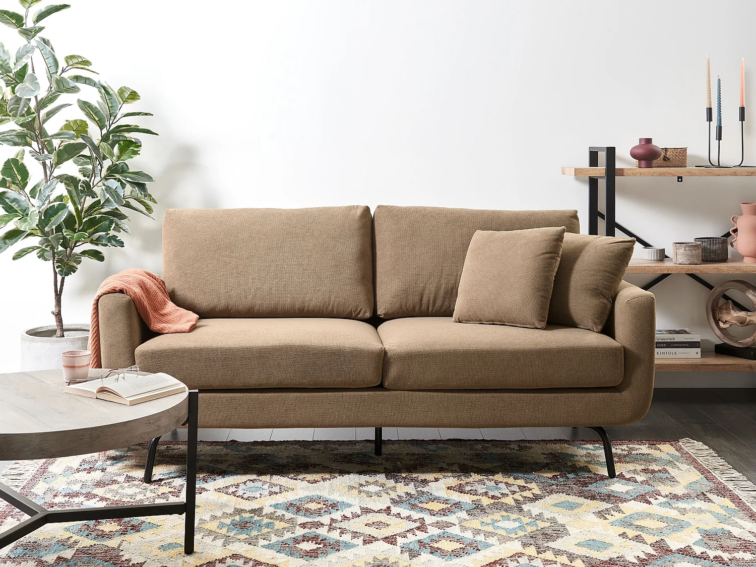 Canapé VESALA Tissu Marron clair 3 places