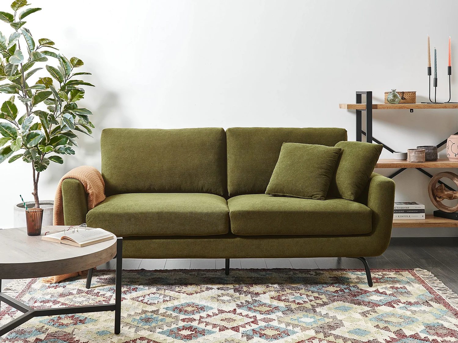 Divano VESALA Tessuto Verde scuro 3 posti