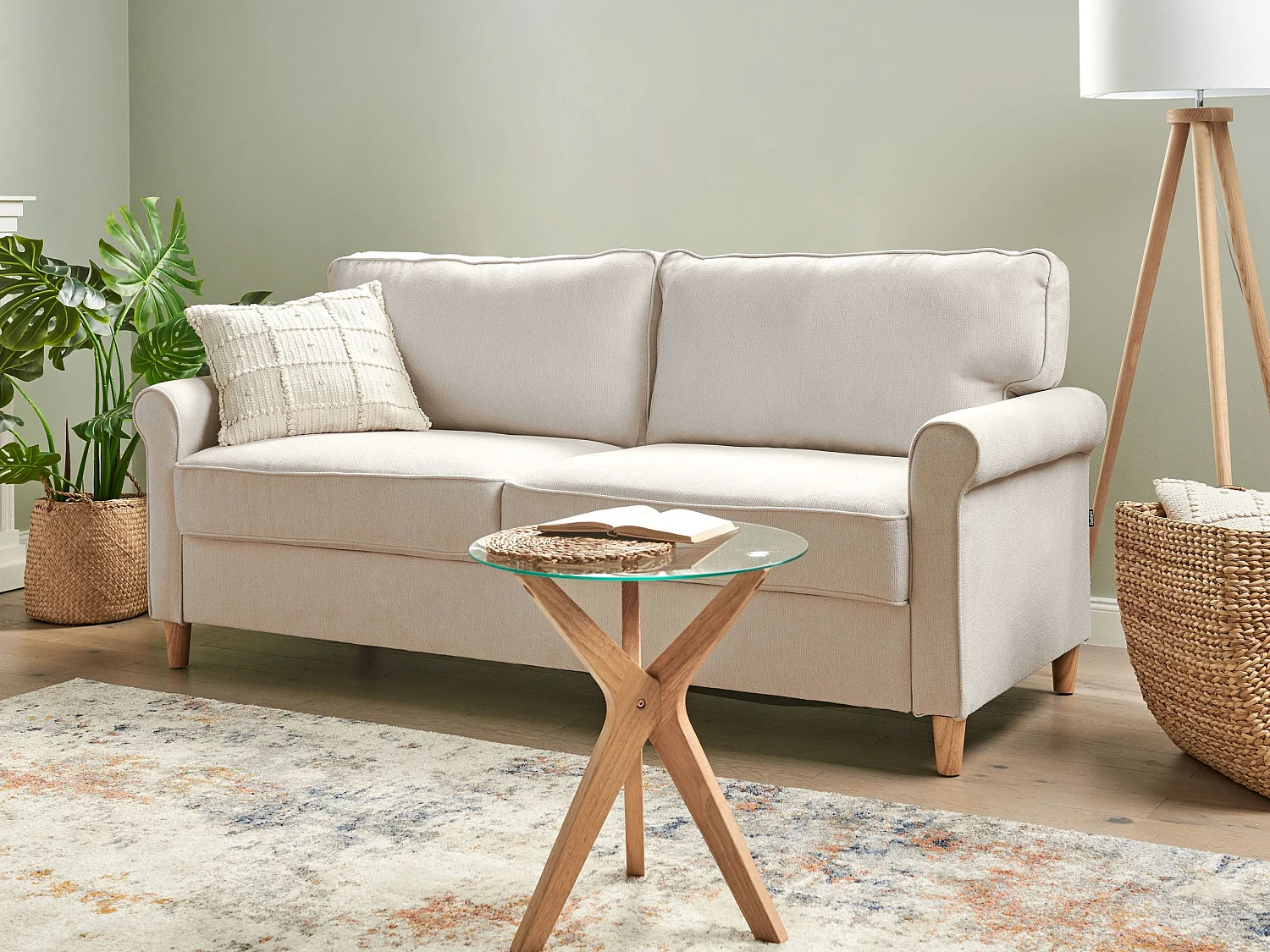 Sofá RONNEBY Tecido Creme 3 lugares