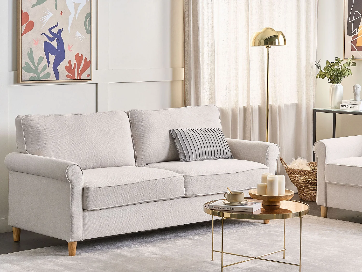 Sofa 3 Seater RONNEBY Fabric Beige