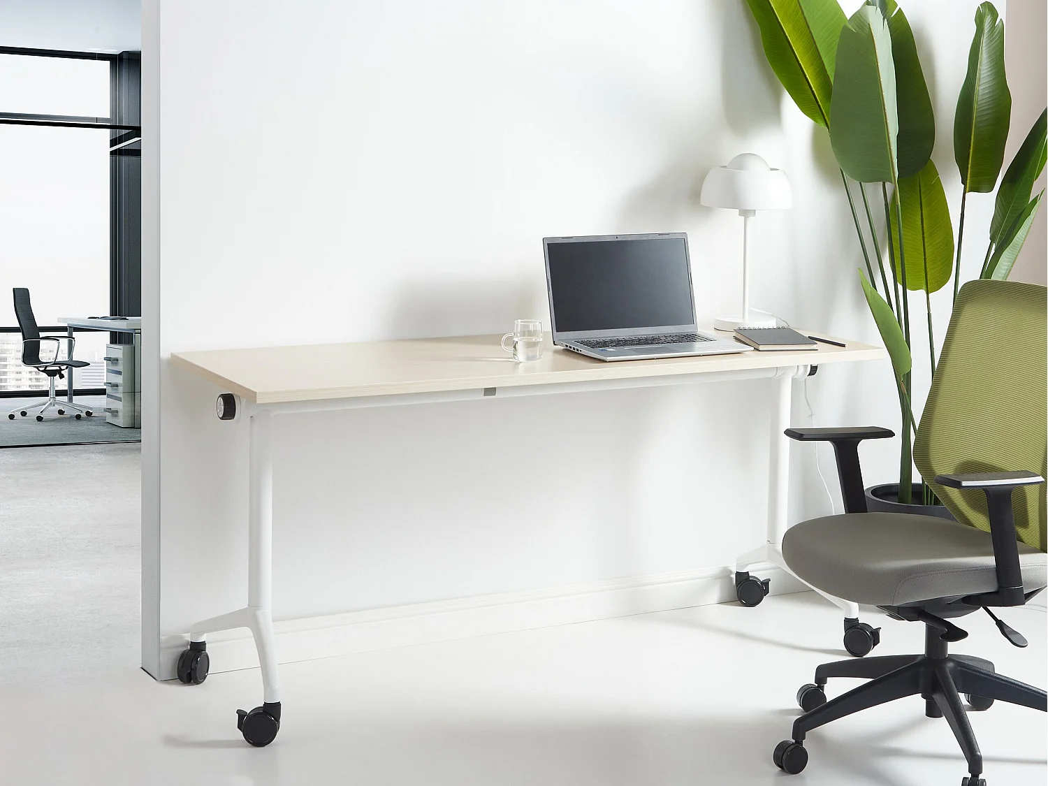 Inklapbaar bureau CAVI Lichtbruin 160 cm 60 cm met wielen