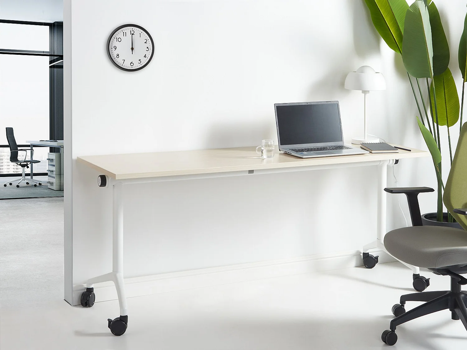 Bureau pliable CAVI Marron clair 180 cm 60 cm avec roues