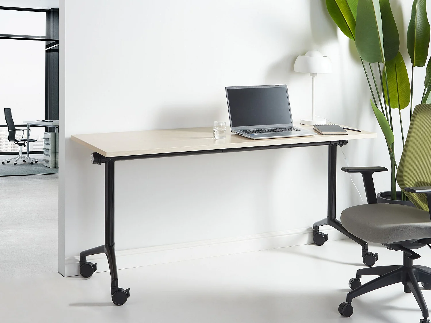 Bureau pliable CAVI Marron clair 160 cm 60 cm avec roues