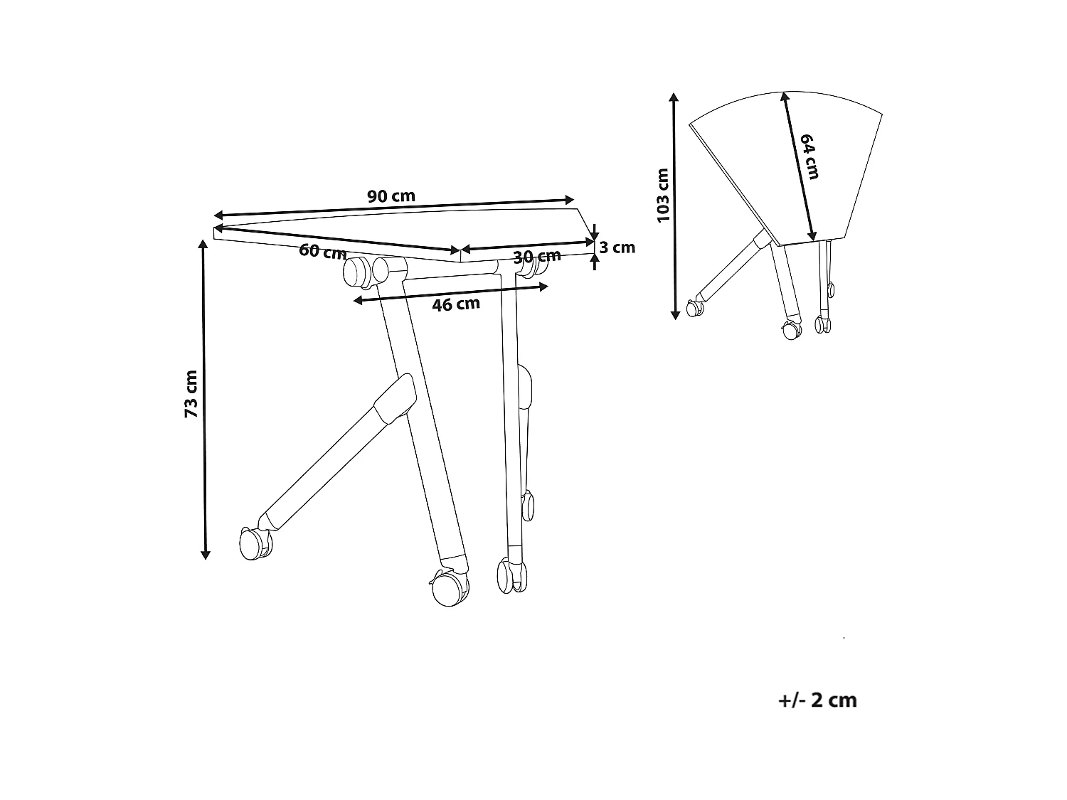 Inklapbaar bureau BENDI Wit 90 cm 64 cm