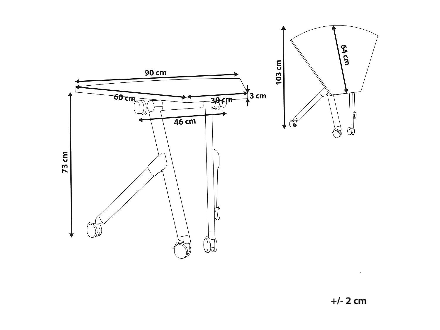 Bureau pliable BENDI Blanc 90 cm 64 cm