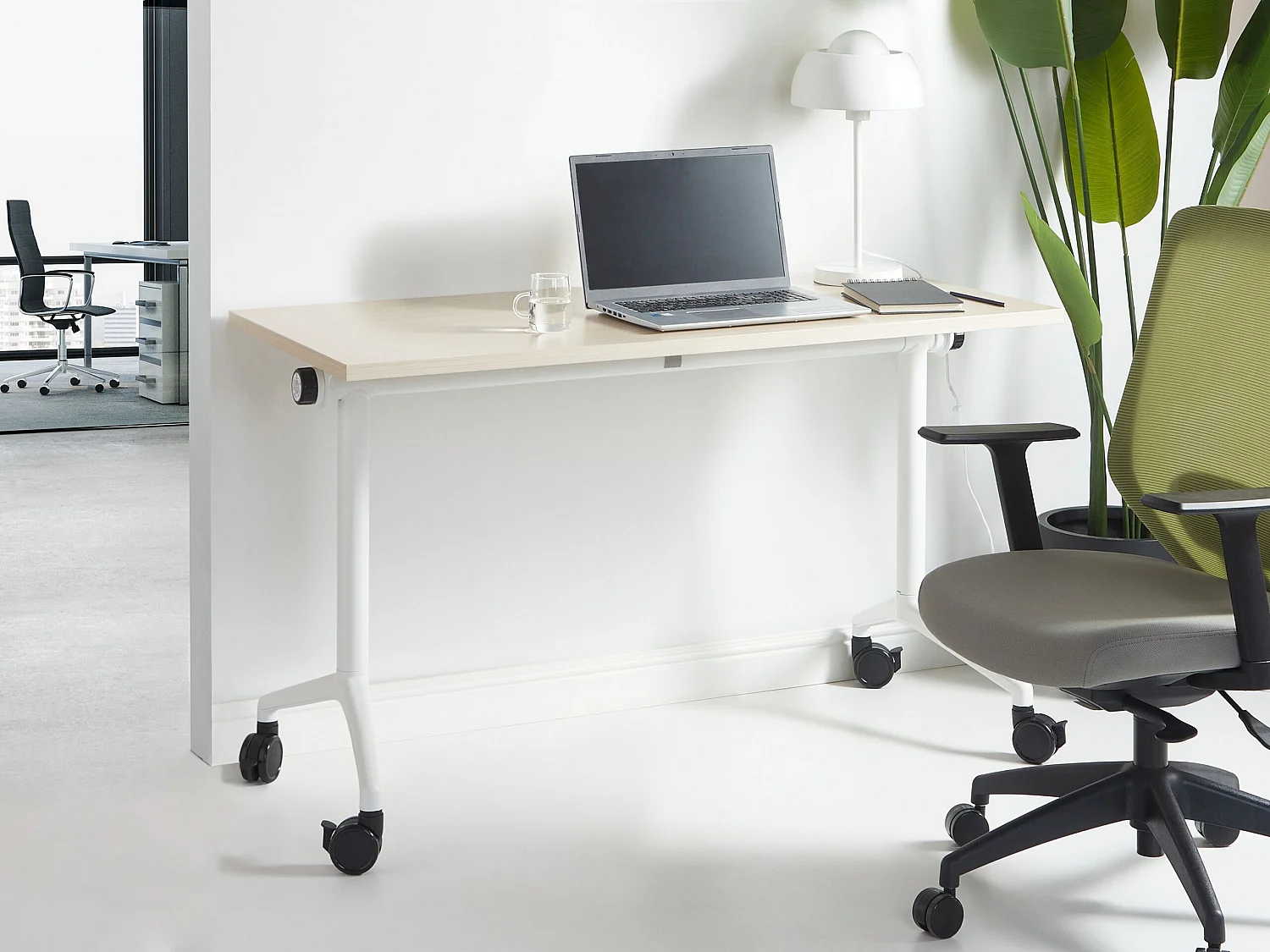 Bureau pliable CAVI Marron clair 120 cm 60 cm avec roues