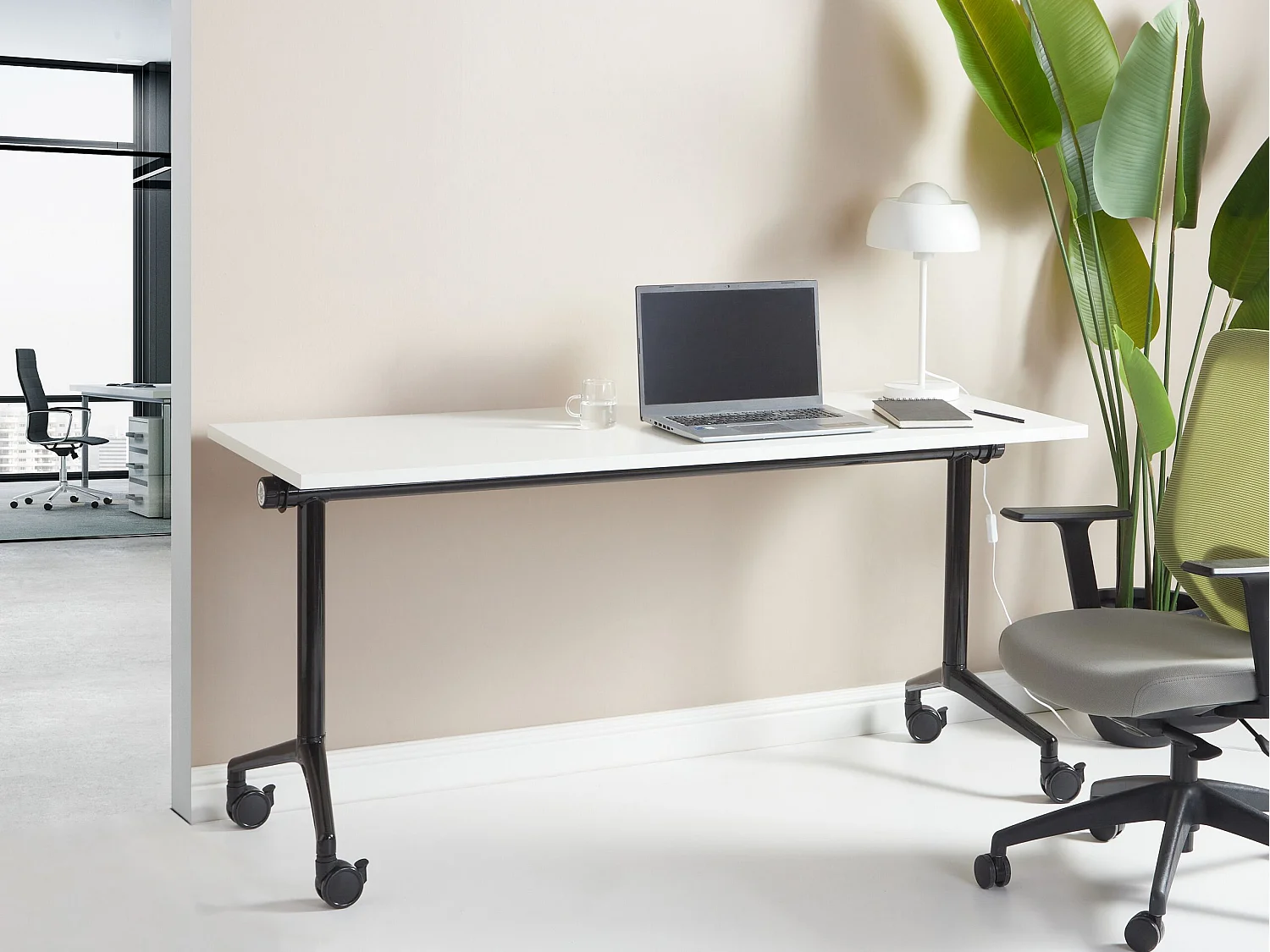 Bureau pliable CAVI Blanc 160 cm 60 cm avec roues