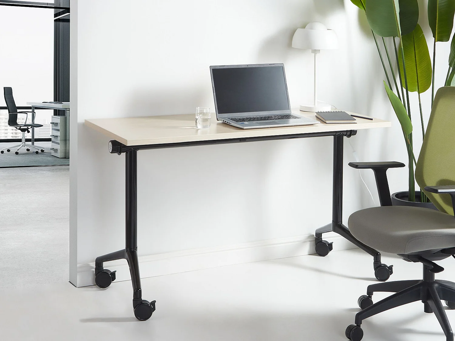 Bureau pliable CAVI Marron clair 120 cm 60 cm avec roues