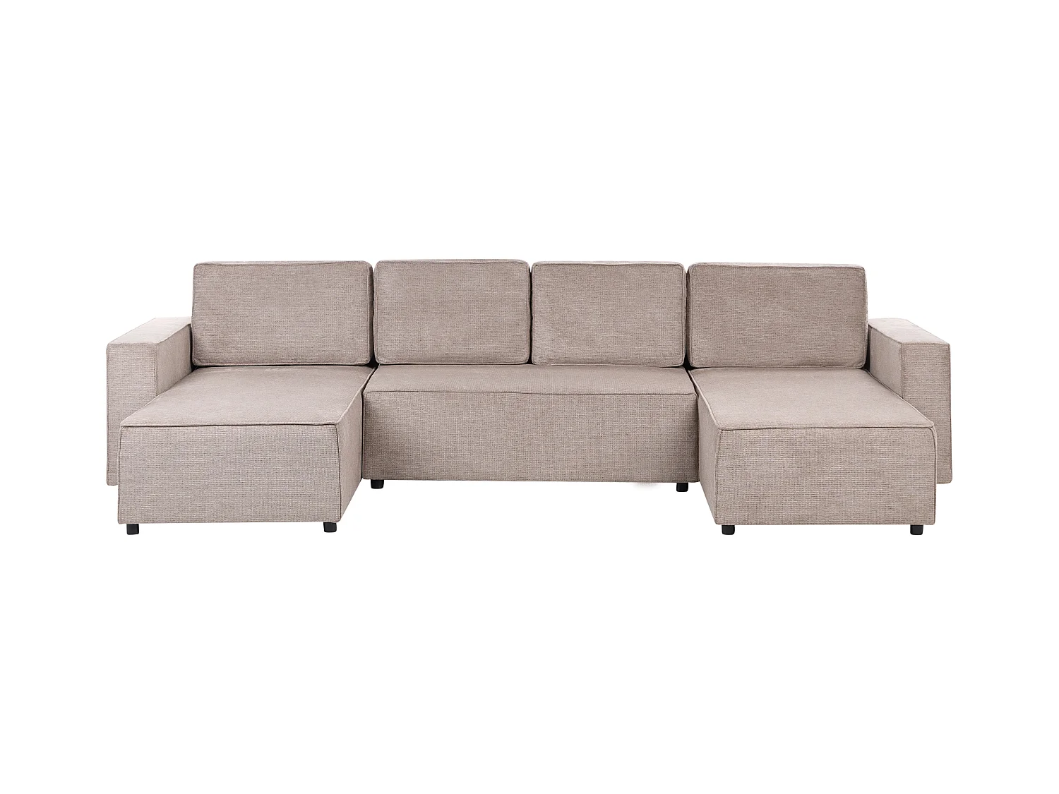 Canapé-lit en forme de U 4 places VATNE Tissu Marron clair avec rangement