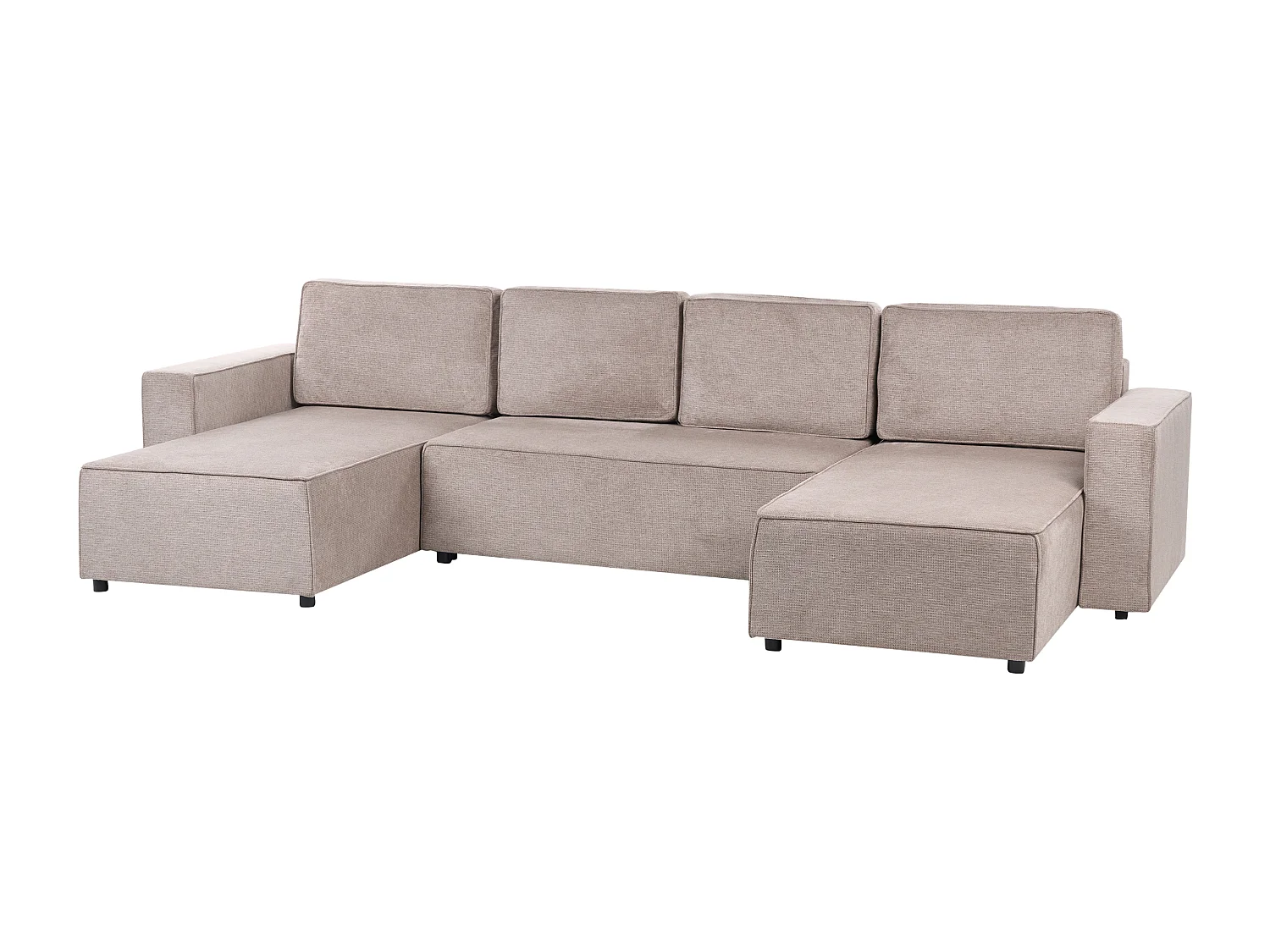 Canapé-lit en forme de U 4 places VATNE Tissu Marron clair avec rangement