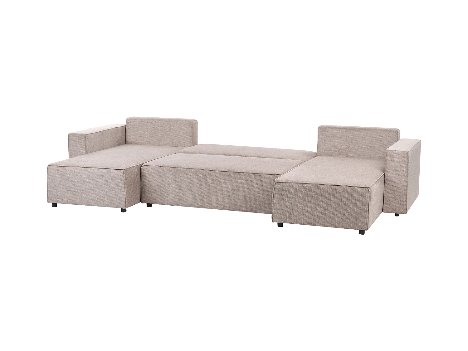 Sofa rozkładana w kształcie U VATNE Jasnobrązowy ze schowkiem dla 4 osób