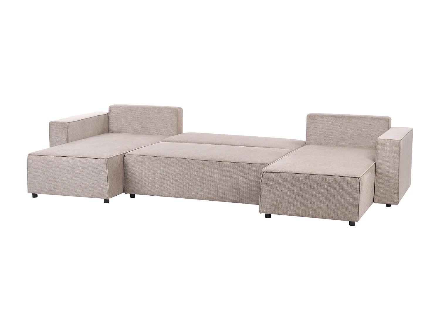 Sofa rozkładana w kształcie U VATNE Jasnobrązowy ze schowkiem dla 4 osób