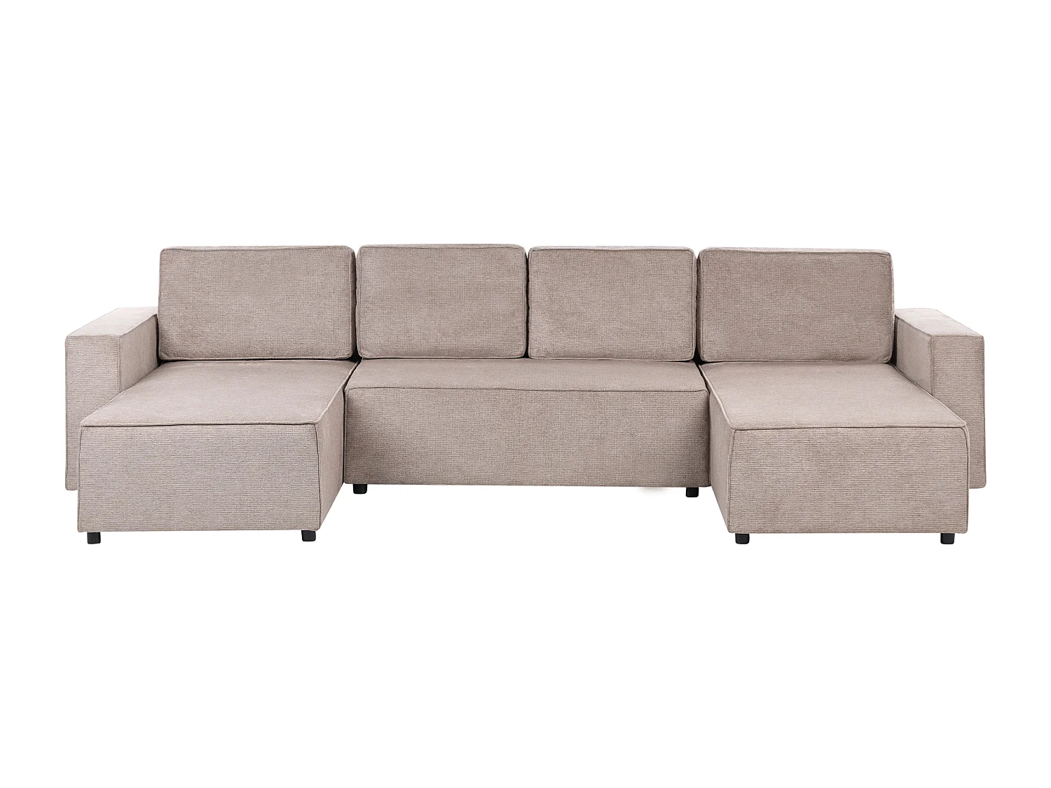 U-vormige slaapbank VATNE Stof Lichtbruin met opbergruimte 4-zitter