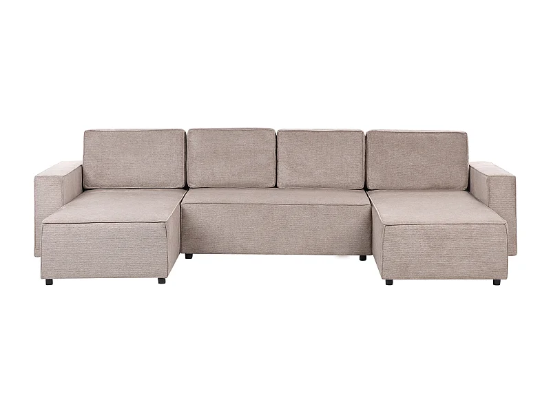 Sofa rozkładana w kształcie U VATNE Jasnobrązowy ze schowkiem dla 4 osób