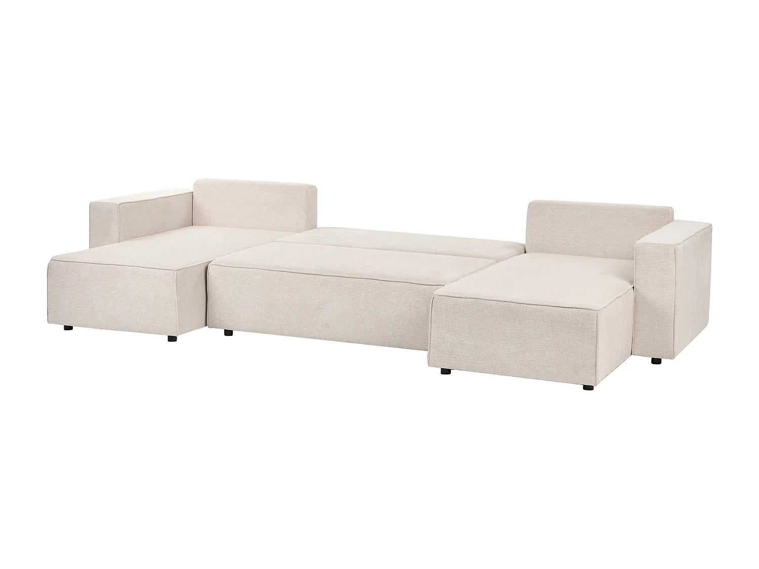 Canapé-lit en forme de U 4 places VATNE Tissu Beige clair avec rangement